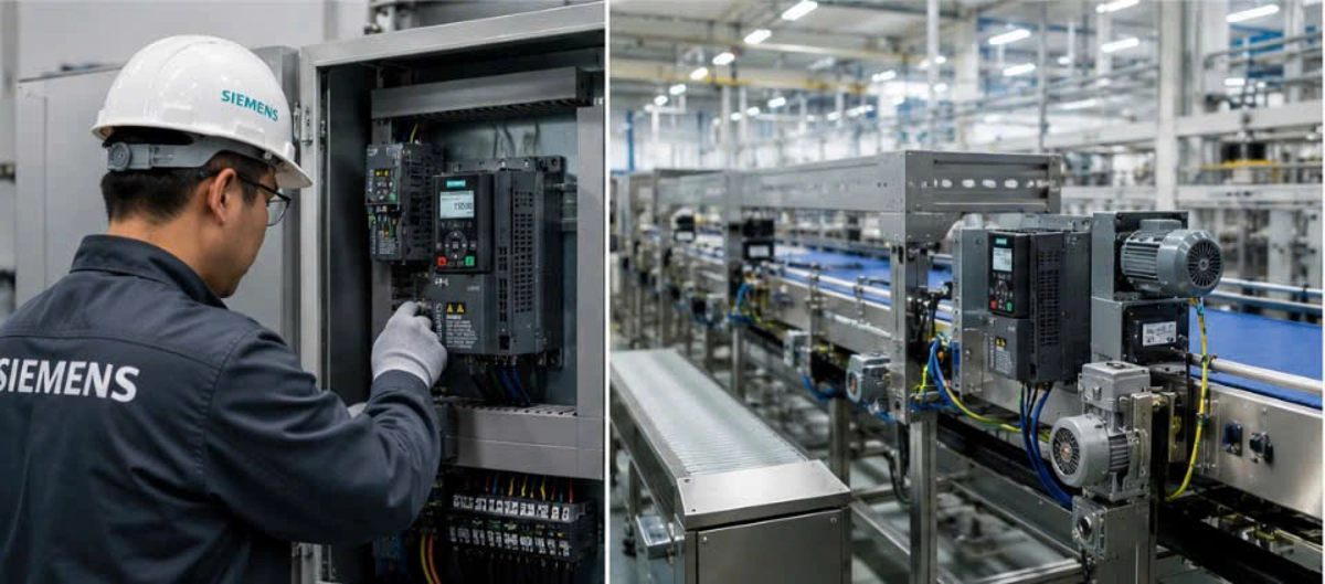 Biến Tần SINAMICS G120C Siemens – Giải Pháp Điều Khiển Băng Tải Và Máy Đóng Gói Hiệu Quả, Tiết Kiệm Năng Lượng Và Dễ Tích Hợp